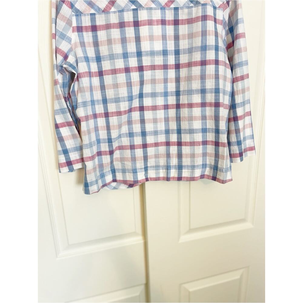 Barbour Harbourside Plaid Blouse Tie Hem Cotton Top NWT Sz 8 - Picture 8 of 10